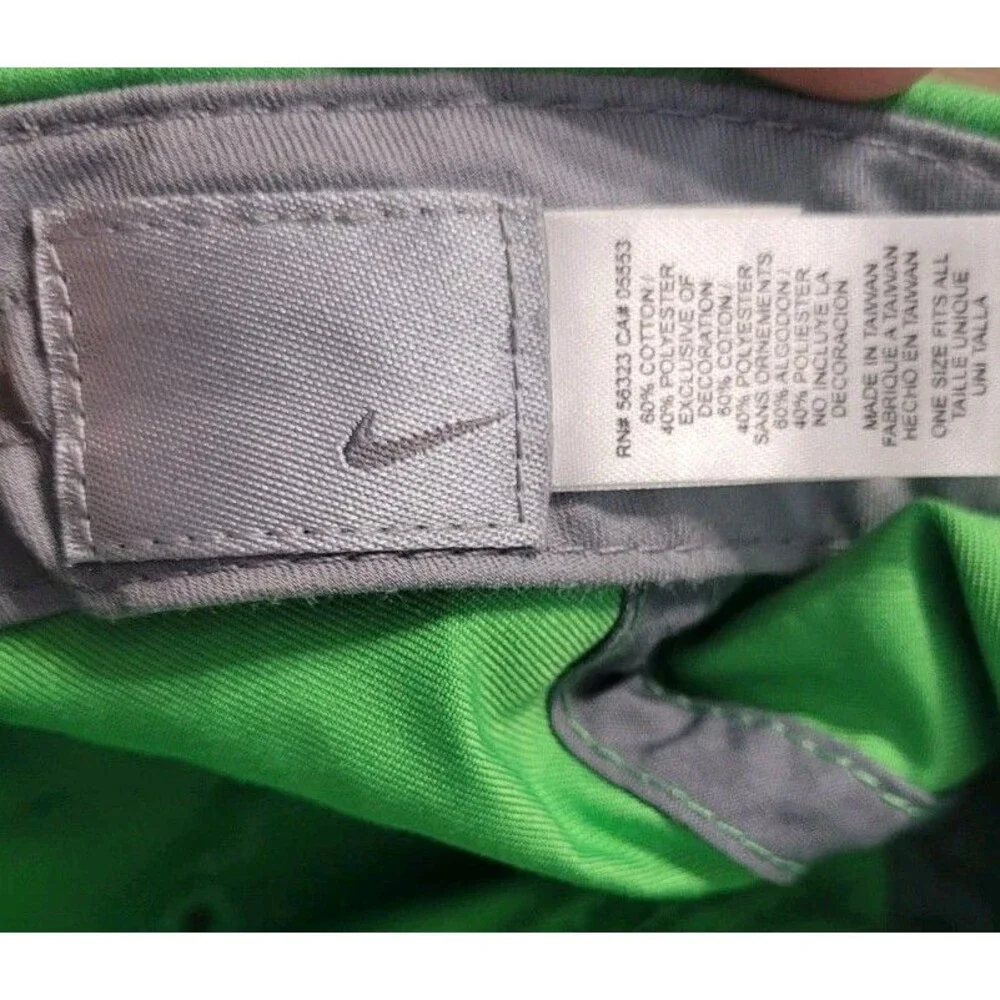 Vintage Green Nike Hat Small White Swoosh Gray Tag Lightweight Adjustable Y2K